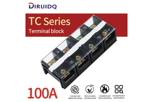 TC-1003 100A 600V Brass Bolt Connection Barrier Terminal Block >30 AWG Conductor 2-5 Poles for Industrial Applications