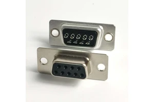 DB9 D-Sub 9 Pin Female Connector Panel Mount RS232 Serial Port Socket Gold Plated Brass Contacts Zinc Alloy Housing Audio Video