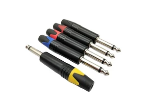 6.5mm Micro 6.35mm Copper MCX Connector Gold Plated 3 Pole 1/4 Jack Mono Male TS Plug Silver Microphone Jack for DIY Projects