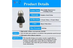 YS 1 Front Jet and 6 Rear Jets, Sewer Drain Tube Cleaning Nozzle, Penetrator Jet Nozzle, High Pressure Nozzle