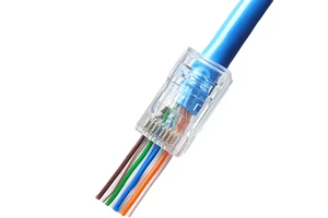 Cat6 RJ45 Connector 8P8C UTP Unshielded LAN Cable with Three Prong Pass Through for Networking PC Housing