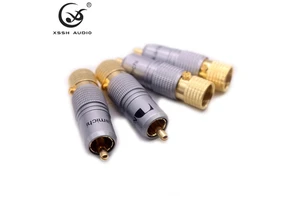 RCA Plug Adapter YIVO XSSH Audio HIFI DIY OEM ODM Brass Plating 24K Gold Male RCA Jack Connectors for 10mm Signal Cable Wire