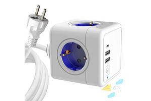 4 AC Outlet EU Plug Socket Multi Power Strip Extension Socket 16A Cube Socket With 2A1C And SWITCH