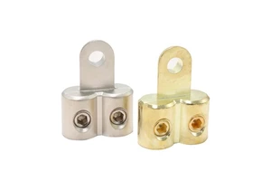 Classic Dual 2/0 Gauge Crimp Terminals Reducer Gold 5/16-Inch Ring Terminal Inputs Made of Durable Copper