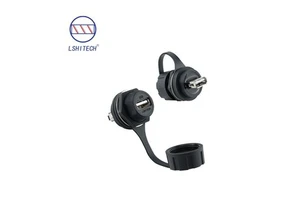 Lshitech Industrial Grade USB Female Waterproof Connector With Nylon Housing, Solder and Straight-Through USB Circular Connector