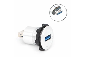 LYAN USB3.0 Type-A Female to Female Panel Mount Connector Factory Direct Waterproof Silver Shell Metal USB-08