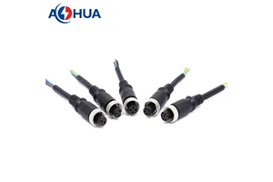 AOHUA Aviation Cable Splice Male Female Waterproof M12 Metal 4 Pin Connectors For Industrial Sensors And Outdoor Equipment