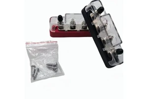 Bus Bar Battery Power 150A 12V-48V M5 SET 4-Pole Brass Terminal Block Post Stud Black Truck RV Yacht Car Camper Accessories