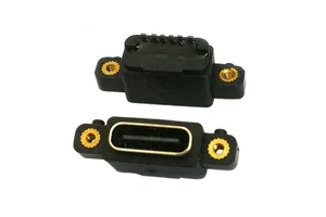 High sealing protection waterproof Type C IPX7 Connector 6pin USB C Panel Connector female with screw holes