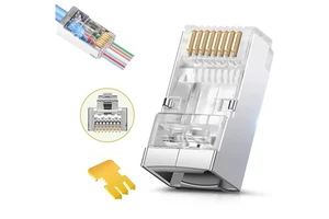 Cat5 Cat6 RJ45 Shielded Connector Ethernet Crystal Plug 8P8C Modular Plug Network Cable Connector for LAN Cable