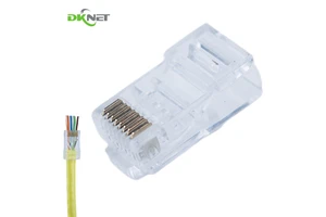 DKNET Factory Price 8p8c Ethernet Cable Cat6 Utp Pass Through Rj45 Network Connector