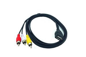 5ft USB 2.0 Female Connector to 3 RCA Male AV Video Adapter Cable for TV PC