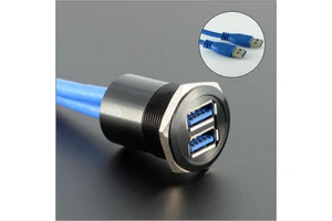 LYAN Double USB3.0 Type-A Female to Male 60cm Wire Panel Mount Connector Factory Direct Waterproof Silver Shell Metal USB-13