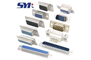 SYK RS232 Serial Port DB9/15/25/37P Welded Wire Male Female COM Port VGA Socket 90-degree Bent Pin D-sub Connector for PCB