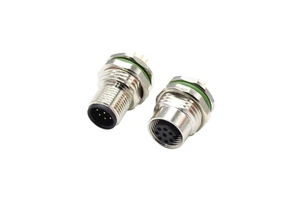 IP67 Waterproof M12 8Pin Male Female PCB Mount Connector, 4A 600V Zinc Alloy Industrial Circular Connector For Automation