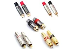 HIFI RCA Connector Female Gold Plated RCA Jack Socket Audio Adapter Black&red In 1pair Speaker Plug