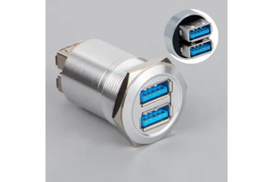LYAN 25MM Metal Double USB3.0 Type-A Female to Female Panel Mount Connector Factory Direct Waterproof Silver Shell USB-14