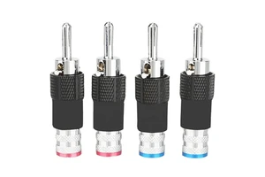 RASANTEK Factory High End Self Locking Type Audio Video Connector Electroplated Bright Chrome Shell Banana Plug HIFI Connector