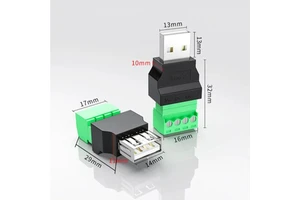 USB Connector USB Turn Terminal 4 Pin Screw Terminal Plug Type-A 4-pin Male/Female Plug Adapter Connector Electrical Supplies