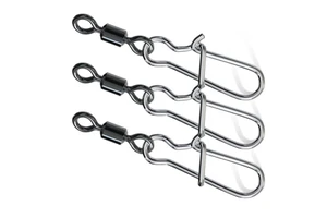 Stainless Steel Fishing Rolling Swivel with Safety Snap Fishing Barrel Swivel Connector High-Strength Fishing Accessories