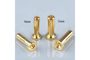 4mm 5mm Gold Plated Low Profile Male Bullet Banana Plug Connector for RC Battery