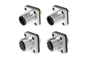 Square Flange M12 Panel Mount Connector A/B/D Code Male and Female Receptacle 3 4 5 6 8 12 17 Pin Waterproof M12 Socket