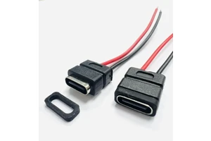 JLC Waterproof Stainless Steel USB Type C 2PIN Female Connector Socket Board Mount USB Power Connector with Wires XP5 3A 5V