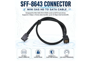12Gbps Mini SAS HD SFF-8643 Server Connection Cable PC Glass Fiber Shell Steel Clip Lock Storage Backplane Expansion Wire
