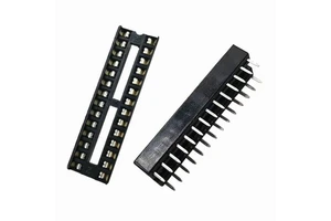 2.54 SIP Socket 28 Pin Double Row 2.54 Dip Connector with Flat Terminal Through Hole for ICs PCB Adapter Headers