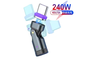 Magnetic USB C Adapter 240W ,Type C Cord Into Right Angle Magnetic USB C Charging Cable, 90/180 Degree Rotating Connector Tips