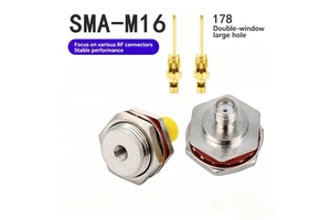 Premium SMA Female Bulkhead Panel Mount M16*1.0 AP Adapter Coaxial RF Connector with Fine Fixed Sealing Ring for RG174 316 Cable