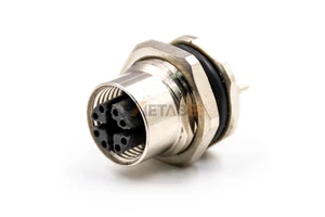 M12 X-Coded 8 Pin Female PCB Mount Connector X Coded Bulkhead Cat6A 10Gbps for Profinet Industrial Ethernet Switches