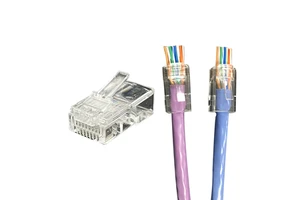 CAT5 CAT6 RJ45 Pass Through Plug Through Hole Connectors Ethernet Cables Network Modular Easy Plug