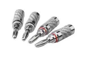 Speaker Terminal Banana Plug Connector With Screw Consumer Electronics Bananas Conector Audio Jack Rhodium Plated Carbon Fiber