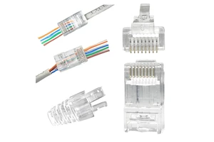 Ethernet Cable for Microwave Use RJ45 Plug with Phosphor Bronze Contacts 6P Pin Clamp Connector PC Shell Straight Connector