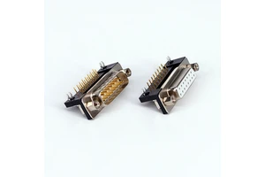 90 Degree Reinforced Fiber Black Plastic Gold Plated Metal Shell for Electronic Application D-SUB DR15P Female Connector