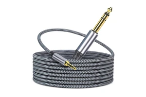 1/8 1/4 Stereo Braided 3.5mm TRS 6.35mm Audio Cable Hi-Fi Sound Double Layer Shielded Zinc Alloy Case 5mm Outer Diameter Speaker