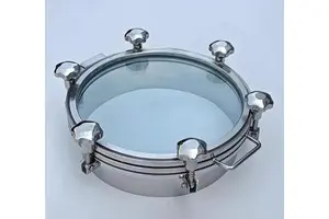 KQ Factory Ss304 Ss316 Sanitary Food Grade Round Pressure Manway Manhole Cover With Sight Glass