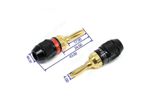 4mm Banana and Tip Connector for HIFI Audio Quick Screw Lock with Gold Plating for Speaker Cable