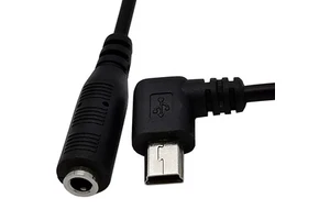 15cm Mini 5pin DC3.5 Female 5 Pin USB Male Adapter Cable PVC Jacket Braided Audio Socket 90 Angle Microphone Right Angle Mini 90