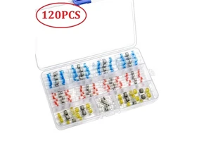 120PCS Solder Seal Wire Connector, Heat Shrink Butt Terminals Electrical Insulated Marine Waterproof Automotive Copper Connector