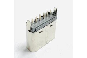 Type-C 6P Female Vertical Straight Stainless Steel PCB Mount USB C Connector 3A Rated 5V