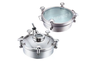 Food Grade Sanitary Stainless Steel Low Pressure Tank Round Manhole Cover Manway With Sight Glass Full Glass