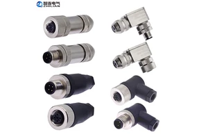 M12 Metal Plastic 8 Pin Connector M12 A B D X Coded 3 4 5 6 8 12 17 Pins Male Female Right Angled Straight Assembly Connectors