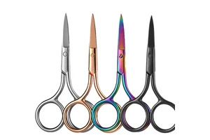High Quality Black Stainless Steel Beauty Scissors Small Head Nose Hair Eyebrow Trimmer Curved Straight Blade Safe for Makeup