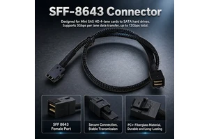 Storage Backplane Connection Wire SFF-8643 to SFF-8643 Mini SAS HD SAS 3.0 48Gbps Bandwidth Steel Clip Locking Connector
