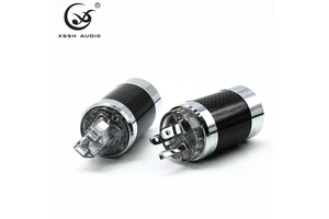 YIVO XSSH Audio Hi-End US AC Power Jack IEC 3 Pin Male Female Pair Carbon Fiber Brass Rhodium Plated DIY Connector