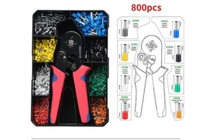 Boxed 800/1200/1800PCS Tubular Brass Crimp Terminals VE Insulated Terminal Connectors with HSC6-4 Crimping Plier