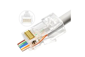 Ethernet RJ45 Connectors Male Cat 6 Network Modular 8P8C Pass Through Cat6 Cat5e RJ45 Plug