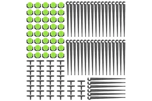 GREAT IRRIGATION 4/7mm Plastic Automatic Drip Irrigation Kit 40 Adjustable 8-Hole Emitters Tee Connectors Micro Tube Stakes